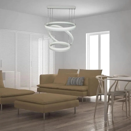 Lampa wisząca Ring biała 82W 3000K efektowna lampa sufitowa do wnętrz w stylu nowoczesnym oraz glamour funkcja ściemniania światła