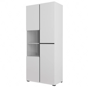 Witryna Cross 79 cm biała stylowa witryna do salonu o geometrycznym kształcie bezuchwytowe fronty nowoczesny design