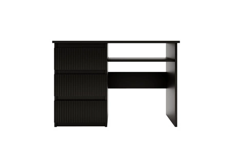 Biurko z szufladami Flexi 110 cm czarne uniwersalne biurko z możliwością montażu szuflad z obu stron dekoracyjne ryflowane fronty