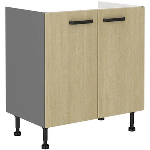 Szafka kuchenna pod zlewozmywak Chevron 80 ZL 2F BB fronty z ozdobnym dekorem jodełki szafka odporna na działanie wilgoci i uszkodzenia