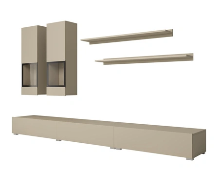 Meblościanka Baros beżowa modernistyczny design idealnie wkomponuje się do każdego wnętrza