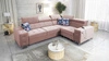 Narożnik z funkcją spania Hampton II kwarcowy róż prawostronny stylowy narożnik rozkładany miękka tkanina obiciowa typu velvet