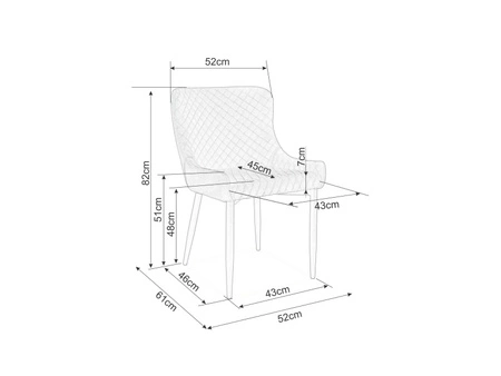 Krzesło tapicerowane Colin szare nowoczesne oraz funkcjonalne krzesło do jadalni z metalowymi nogami