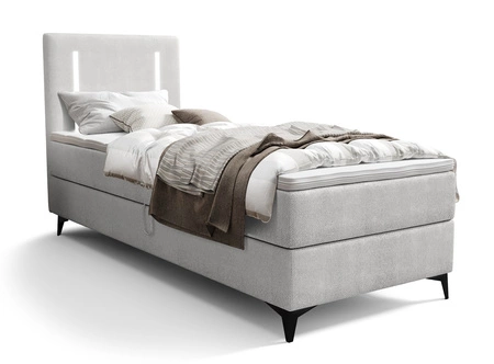 Łóżko kontynentalne Norco 80x200 szary popiel stylowe łóżko z pojemnikiem oświetlenie umieszczone w zagłówku nadaje wyjątkowości