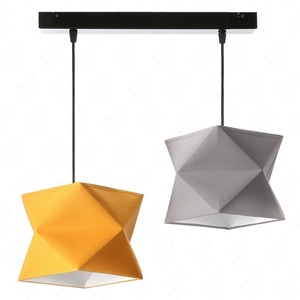 Lampa wisząca podwójna Quasar designerska lampa sufitowa do salonu z kolorowymi abażurami i czarną metalową podstawą