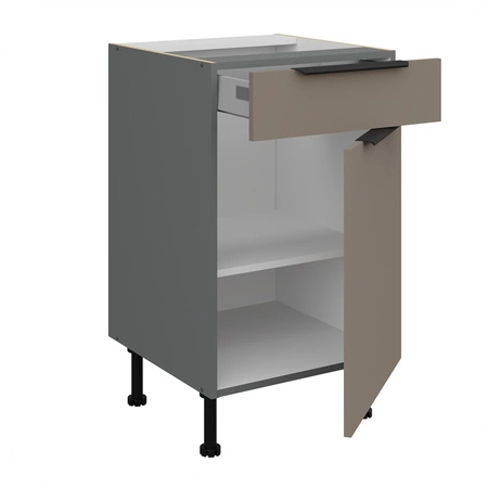 Szafka kuchenna stojąca z szufladą i półką Fiuggi Ant 50 D 1F 1S BB fronty szafki kuchennej wykończone w technologii anti fingerprint