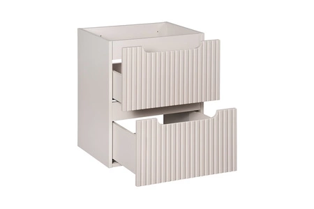 Szafka pod umywalkę Nova 50 cm beżowa eleganckie pionowe frezowanie na frontach szafki do łazienki pojemne szuflady modna kolorystyka