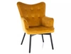 Fotel Carmen żółty odporny na zaciągnięcia i zadrapania komfortowy podczas wypoczynku drewniane nogi