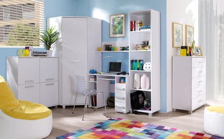 Komoda z szufladami Maximus 50 cm biała nowoczesny design mebla obrzeża komody wykończone specjalną okleiną ABS