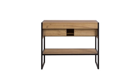 Szafka pod umywalkę nablatową Brooklin 90 cm dąb craft złoty funkcjonalna szafka do łazienki w stylu industrialnym z szufladą i półką