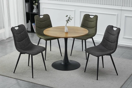 Krzesło tapicerowane Aloe szare stylowa tkanina nowoczesne oraz funkcjonalne krzesło z metalowymi nogami