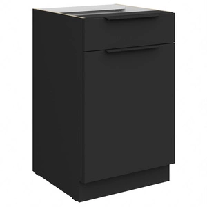 Szafka kuchenna stojąca z szufladą i półką Alatri Bl 50 D 1F 1S BB fronty szafki kuchennej wykończone w technologii anti fingerprint