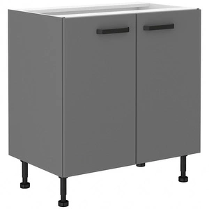 Szafka kuchenna stojąca z półką Verdi 80 D 2F BB szafka odporna na działanie wilgoci i uszkodzenia czarny metalowy uchwyt