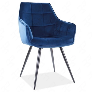 Krzesło tapicerowane Lilia granatowe nowoczesne oraz funkcjonalne krzesło kubełkowe z metalowymi nogami