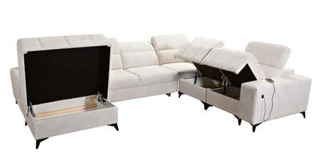 Narożnik z funkcją spania Penejos VIII szary lewostronny stylowy narożnik rozkładany wykonany z wytrzymałej tkaniny