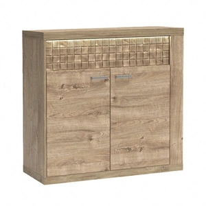 Komoda Natural 102 cm dąb ribbeck stylowa komoda z szufladą ozdobiona listwą z drewna sosnowego dyskretne oświetlenie ledowe