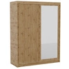 Szafa przesuwna z lustrem Delia 160 cm dąb artisan stylowa szafa z ozdobnymi lamelami w kolorze drewna wpasuje się do każdej aranżacji