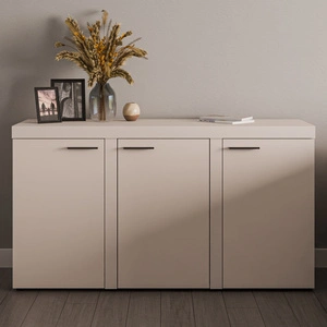 Komoda Rene 149 cm beż piaskowy prosta konstrukcja komoda do salonu lub sypialni minimalistyczny i uniwersalny design