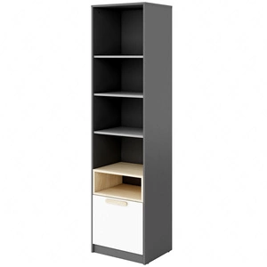 Regał Pok 50 cm grafit / szary / biały / buk ibsen designerski i stylowy regał młodzieżowy z pojemną szufladą o modnej kolorystyce