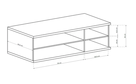 Szafka RTV Cali 124 cm dąb artisan / czarny elegancki styl szafki pod telewizor czarne uchwyty ozdobne lamele na drzwiach pojemna szuflada