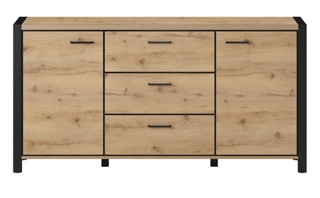 Komoda z szufladami Aktiv 180 cm dąb taurus / czarny stylowy design komody w stylu industrialnym czarne metalowe uchwyty