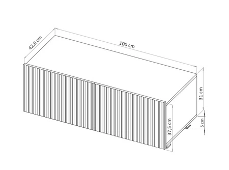 Szafka RTV Colder 100 cm beżowa z możliwością podwieszenia stylowy ryflowany front elegancka forma mebla w nowoczesnym stylu