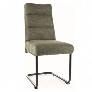 Krzesło tapicerowane Berry oliwkowe nowoczesne oraz funkcjonalne krzesło do jadalni z metalowymi płozami krzesło z uchwytem