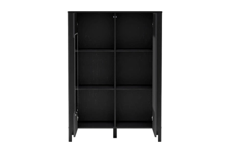 Witryna niska Malumi 103 cm czarna stylowa witryna do salonu fronty z subtelnym wzorem jodełki wykonanie z wysokiej jakości materiałów