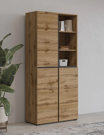 Szafa na buty Cross 79 cm dąb wotan prosta forma w nowoczesnym wydaniu funkcjonalna oraz praktyczna szafa na buty do przedpokoju