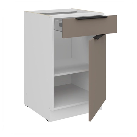 Szafka kuchenna stojąca z szufladą i półką Fiuggi Wh 50 D 1F 1S BB fronty szafki kuchennej wykończone w technologii anti fingerprint