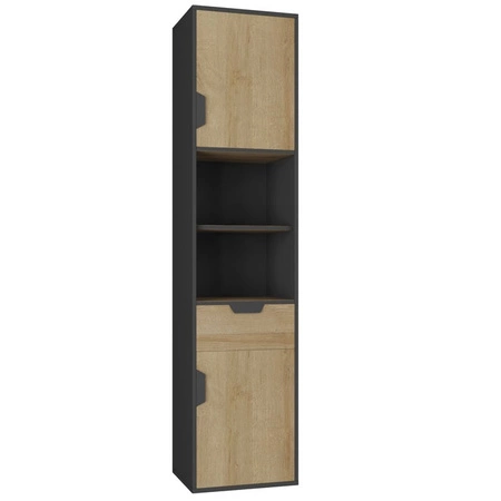 Regał Nano 45 cm grafit / dąb riviera bezproblemowe korzystanie i trwałość stylowy oraz funkcjonalny dodatek do gabinetu i pokoju nastolatka