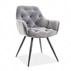 Krzesło tapicerowane Cherry 43x45 cm szare nowoczesne oraz funkcjonalne krzesło kubełkowe z metalowymi nogami