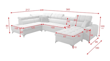 Narożnik z funkcją spania Bolmso VI miętowy prawostronny wygodny narożnik z regulowanymi zagłówkami dekoracyjne pikowania na siedzisku