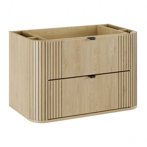 Szafka pod umywalkę Ovalia Cremona 80 cm dąb cremona stylowa szafka z szufladami zaokrąglony kształt dekoracyjne pionowe ryflowania