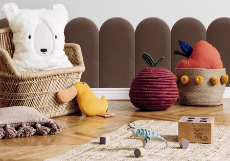 Panel tapicerowany Wally 30x60 cm brązowy stylowy panel ścienny płotek welurowa tkanina modne wykończenie każdej aranżacji