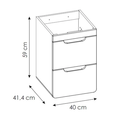 Szafka pod umywalkę Aruba 40 cm dąb craft złoty / biały połysk nowoczesna szafka do łazienki oryginalny zaokrąglony kształt korpusu
