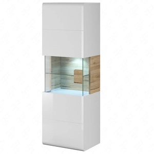 Witryna wisząca Toledo 53 cm biała / biały połysk / san remo jasne wysoka jakość świetna propozycja do pokoju dziennego