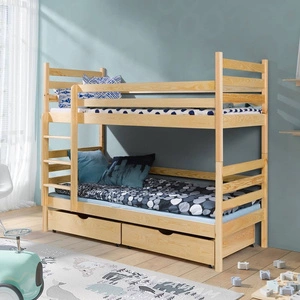 Łóżko piętrowe Wojtek 2 osobowe 80x190 cm głębokie szuflady wysuwane na kółkach zajmuje przestrzeń łóżka pojedynczego