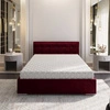 Łóżko tapicerowane Mona 140x200 bordowe z pojemnikiem w nowoczesnym skandynawskim stylu z pikowanym zagłówkiem z kryształkami