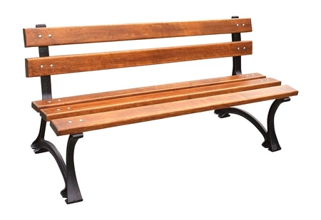 Ławka ogrodowa 150 cm FIEM-04-LM-150 miejska żeliwna z oparciem drewno olchowe lakierowana