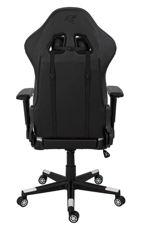Fotel gamingowy Ares Pro czarny / biały komfortowy i funkcjonalny fotel z regulowanymi podłokietnikami stabilny metalowy stelaż