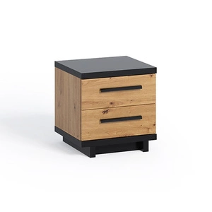 Szafka nocna z szufladami Simi GB dąb artisan / czarny minimalistyczny design prosta bryła idealny stolik do sypialni