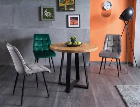 Krzesło tapicerowane Chic zielone nowoczesne oraz funkcjonalne krzesło z metalowymi nogami