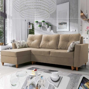 Narożnik z funkcją spania Topeka beżowy lewostronny stylowy i nowoczesny design wpisujący się w każdą aranżację