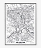 Plakat mapa Krakowa szwarc plan 70x100 plakat w ramie precyzyjny wydruk ze stylową grafiką doskonała dekoracja do salonu lub sypialni
