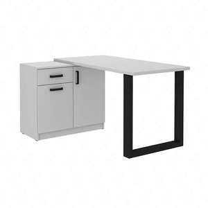 Biurko narożne Makana jasny szary komoda z szufladą i półkami stylowy i funkcjonalny mebel z blatem 28mm