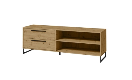 Zestaw mebli Ariana dąb artisan / czarny funkcjonalna meblościanka idealna do wnętrz w stylu loftowym stabilna metalowa podstawa