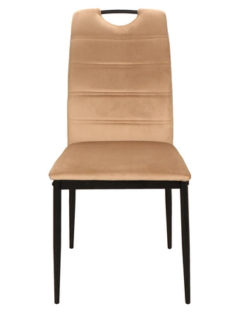 Krzesło tapicerowane Rip 38x43 cm beżowe klasyczne oraz ponadczasowe krzesło do jadalni z metalowymi nogami
