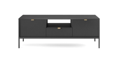 Szafka RTV Lovro 154 cm czarna nowoczesny design zachwyci miłośników wyrazistych wnętrz