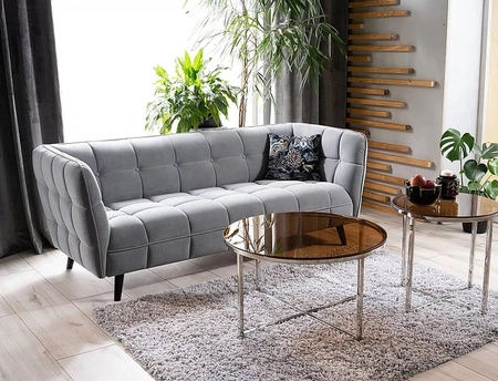Sofa Castello III szara prosta i stylowa sofa wpisująca się w każdą aranżację idealna sofa z drewnianymi nogami